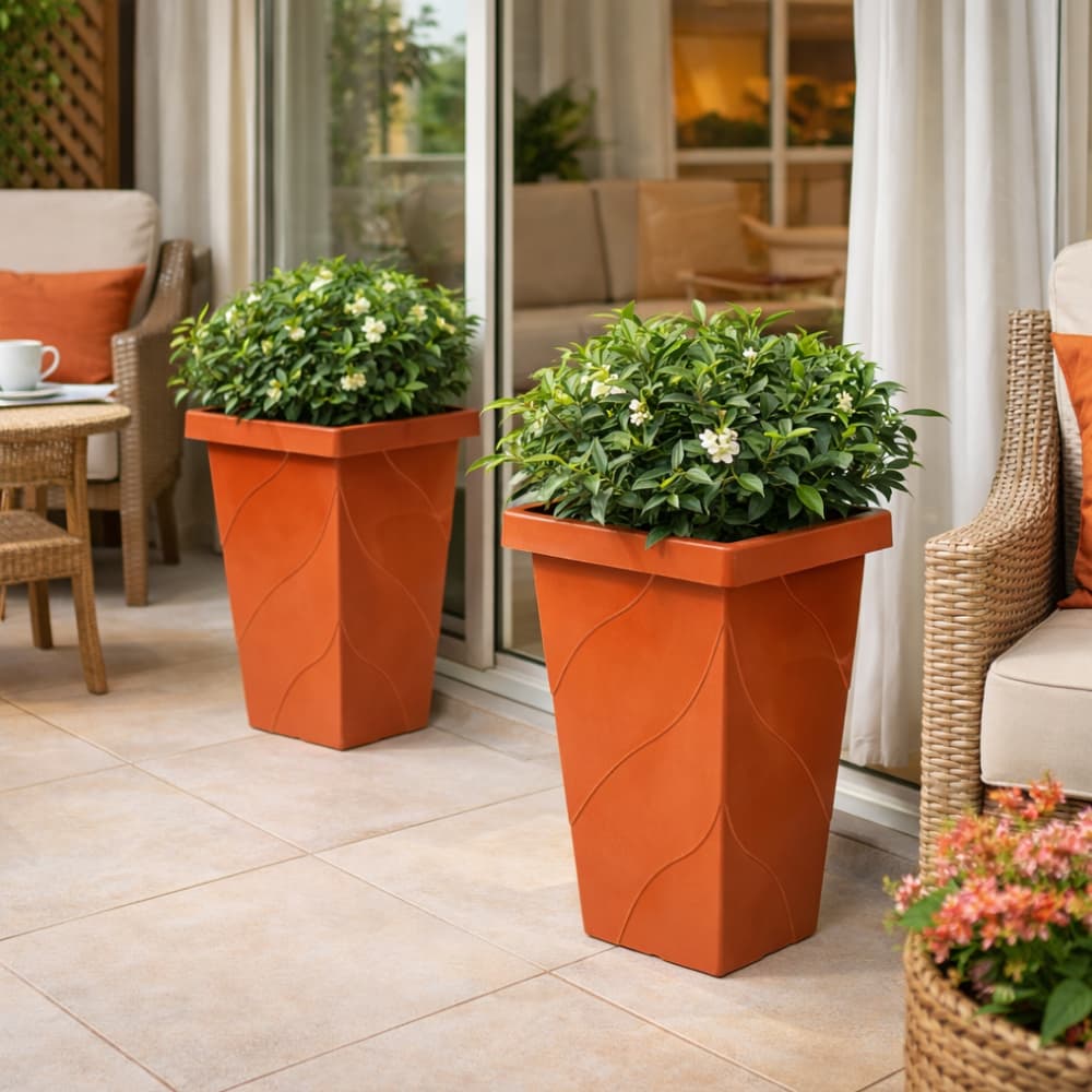 Kit 2 Vaso Coluna 13 Litros Para Plantas Frutíferas E Flores Jardim Quadrado Plasnew