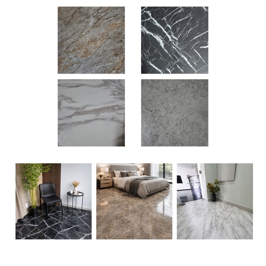Piso Mármore Pvc Autocolante 45cm X  45cm 5 Placas = 1m² Placas
