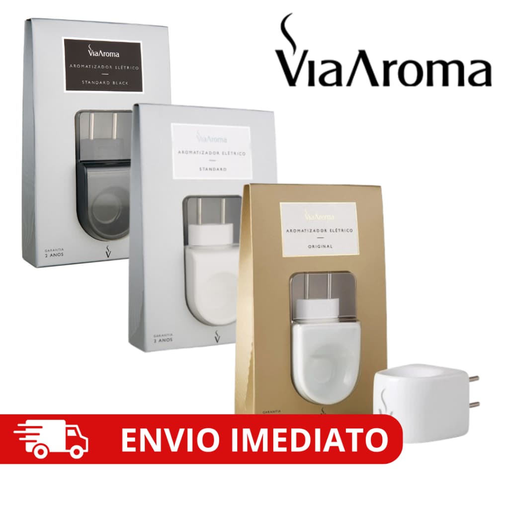 Difusor Elétrico Standard ou Porcelana Via Aroma Óleos Essenciais Aromatizador Bivolt Essência 10ml