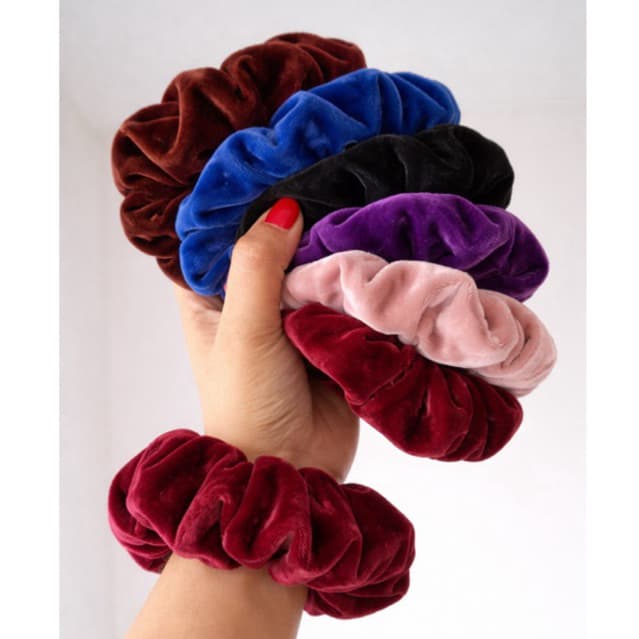 kit scrunchie veludo premium luxo vermelho - mais elastico - não arrebenta o cabelo