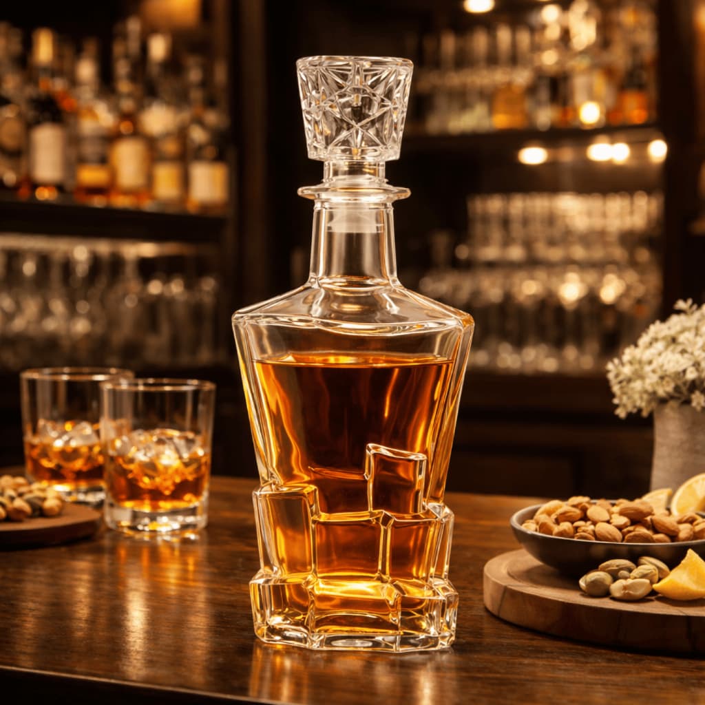 licoreira de Vidro 650ml Luxo Garrafa para Whisky Licor Bebidas com Tampa Decante Premium