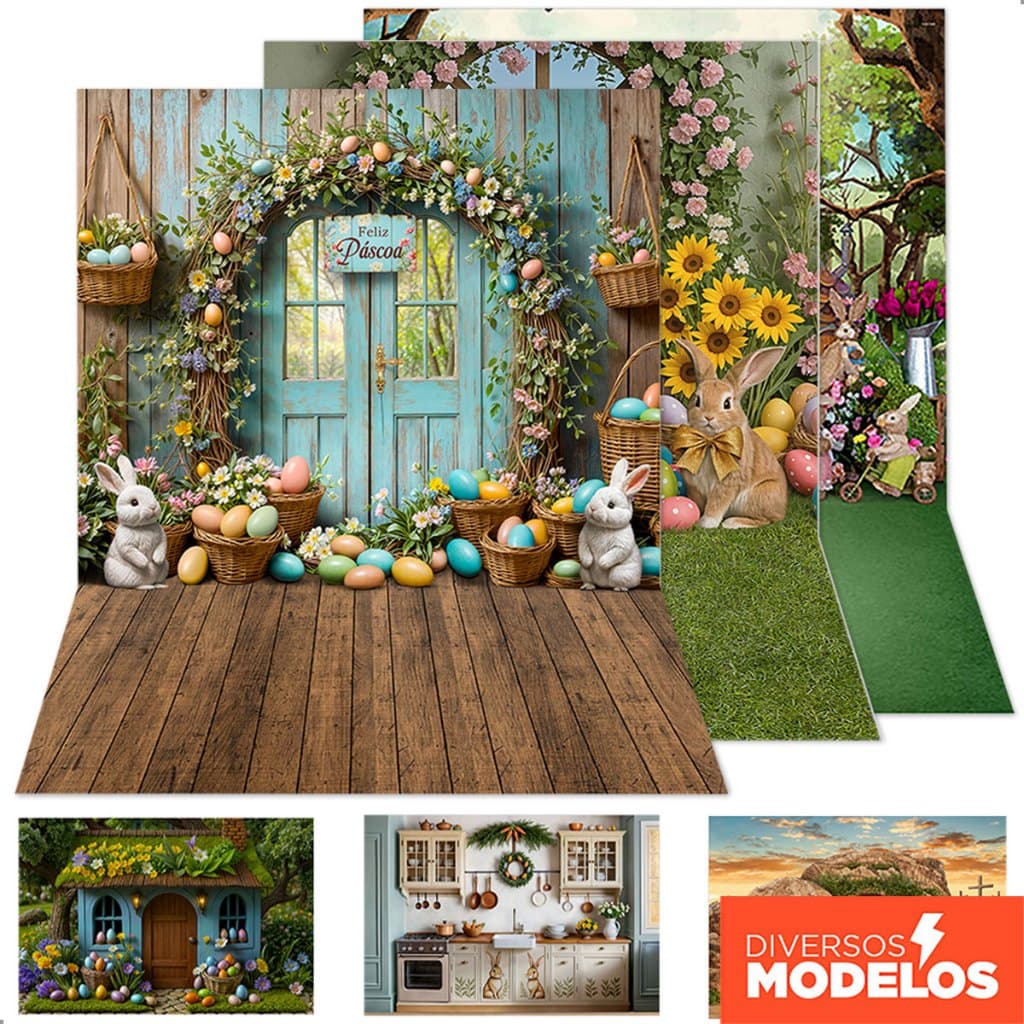 Fundo Fotográfico Cenários de Páscoa Em Tecido Sublimado Cenário para Fotos - Vários Modelos