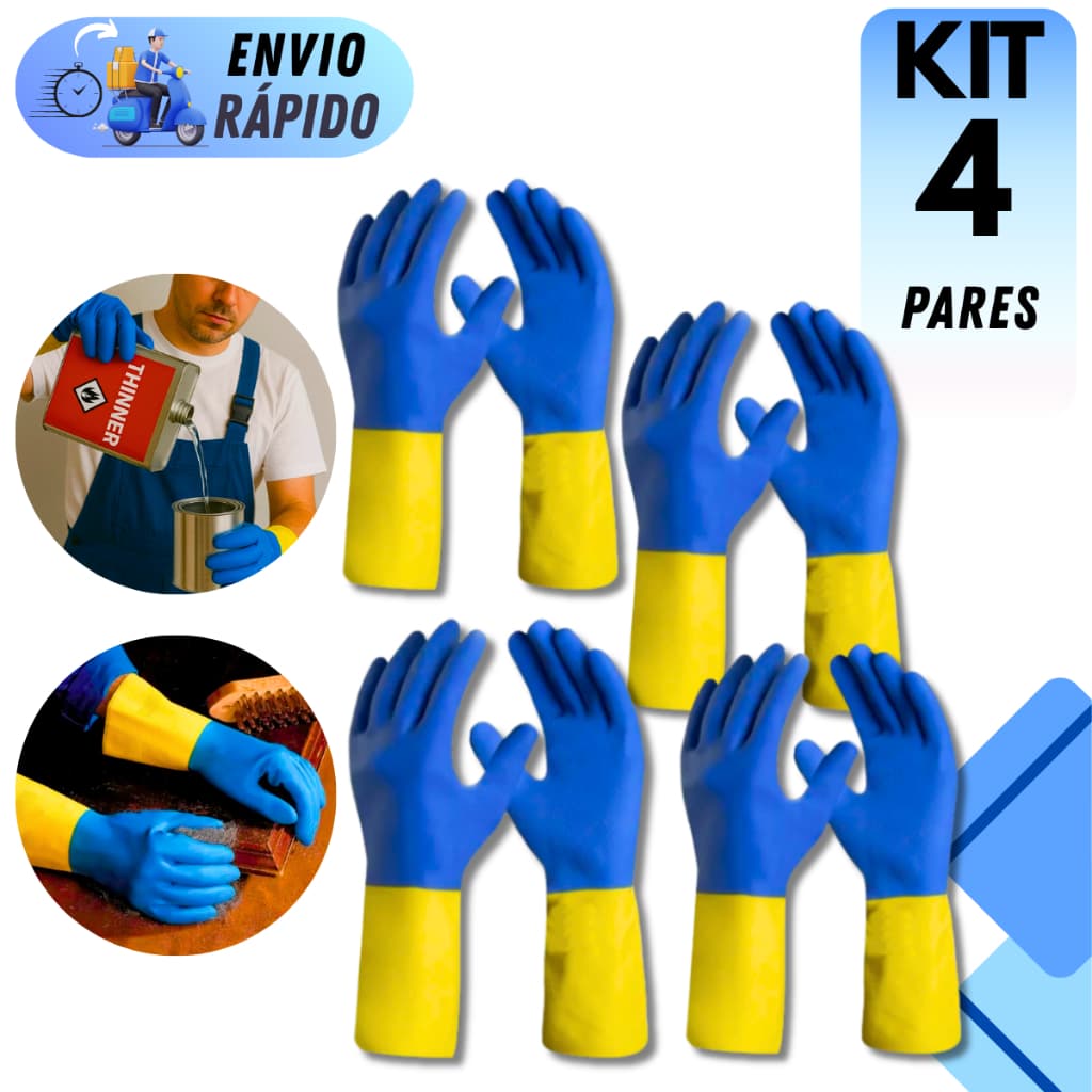 KIT 2 A 4 PARES DE LUVA MULTIUSO LATEX MEDIX NEOPRENE FLOCADA SUPER RESISTENTE PARA LOUÇA LIMPEZA PROTEÇÃO QUIMICA