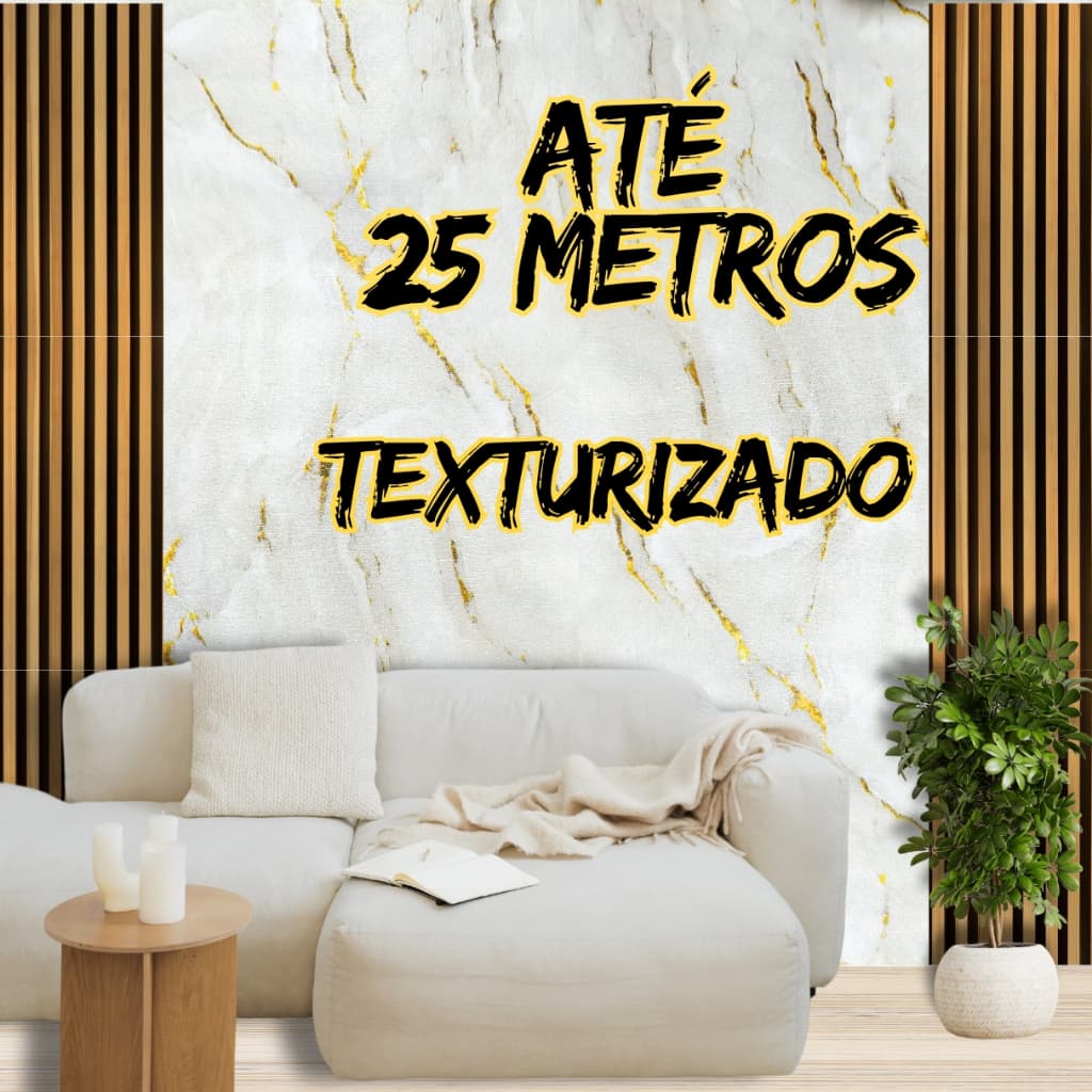 Papel de Parede Marmorizado Adesivo Dourado 5 Metros Marmore Autocolante Ripado Madeira Sala Quarto