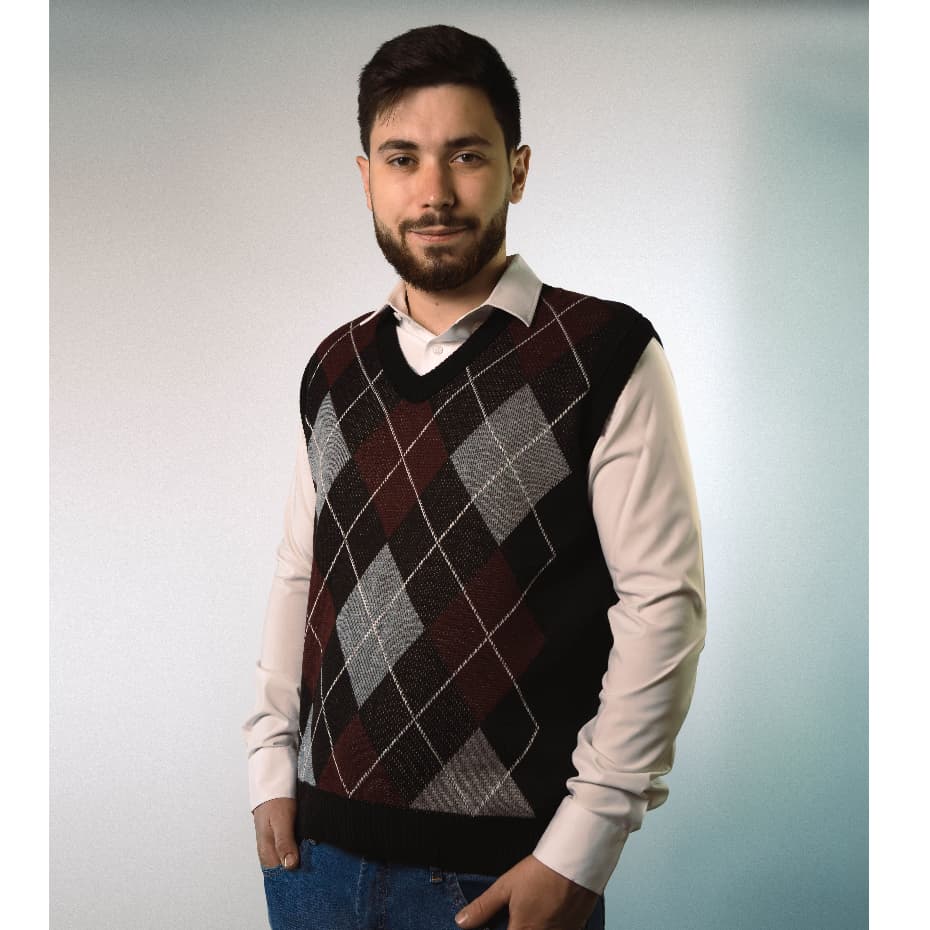 Colete Pulôver Masculino Elegante Chic Social Casual Estiloso Clássico Tricot Lã Gola V Sem Mangas