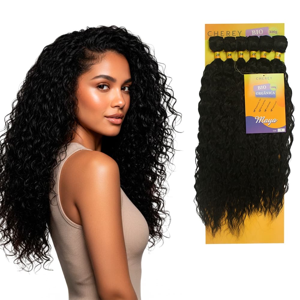 Cabelo Bio Orgânico Maya Curly Mega Hair 300g 60cm Cherey