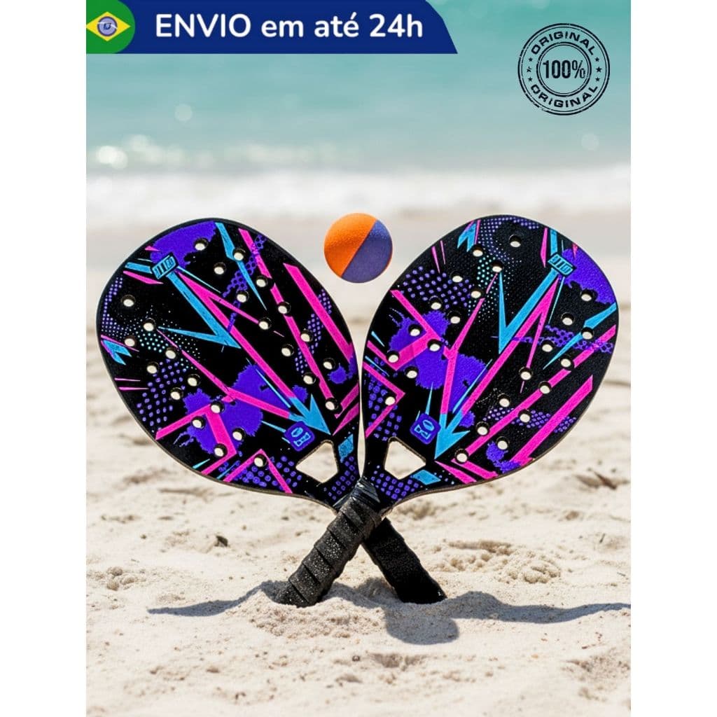 Kit 2 Raquetes Beach Tênis Tennis Esportivo Bt100 Unissex Top treino com Bolinha Premium Original