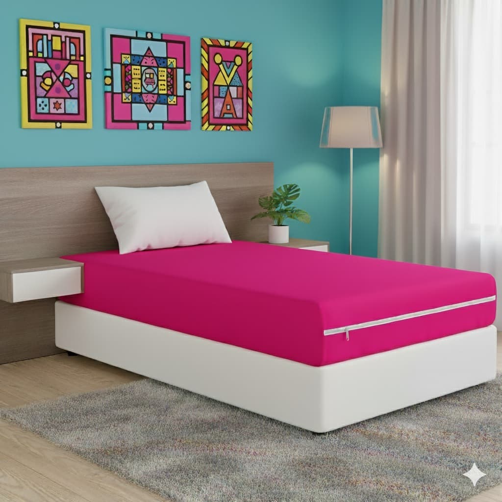 Capa para colchão malha gel solteiro tecido grosso com zíper várias cores- Promoção