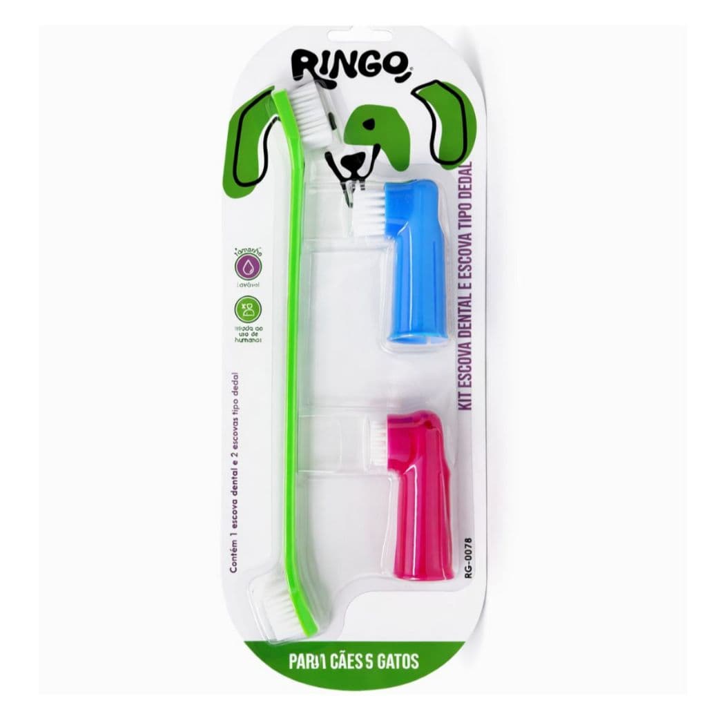 Kit De 3 Escova De Dentes Para Pets Cães Cachorro Gatos Dedal CORES VARIADAS