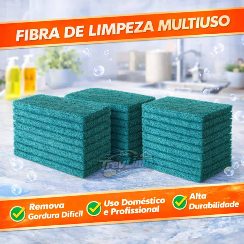 Fibra de Limpeza Multiuso Verde | Esponja Abrasiva para Cozinha - 30 Unidades