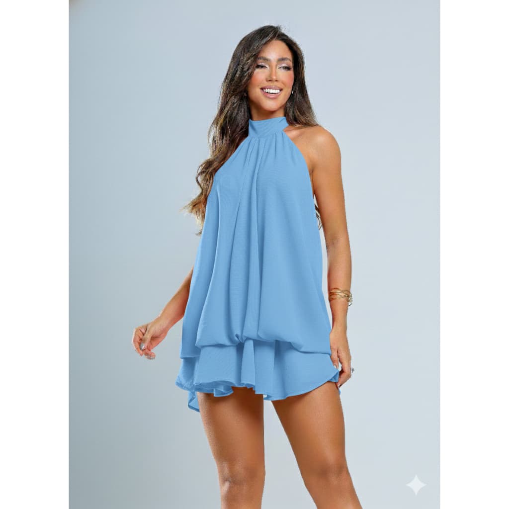 Macaquinho Chiffon com Forro Tamanho Unico Verão Costas Abertas Casual Festas