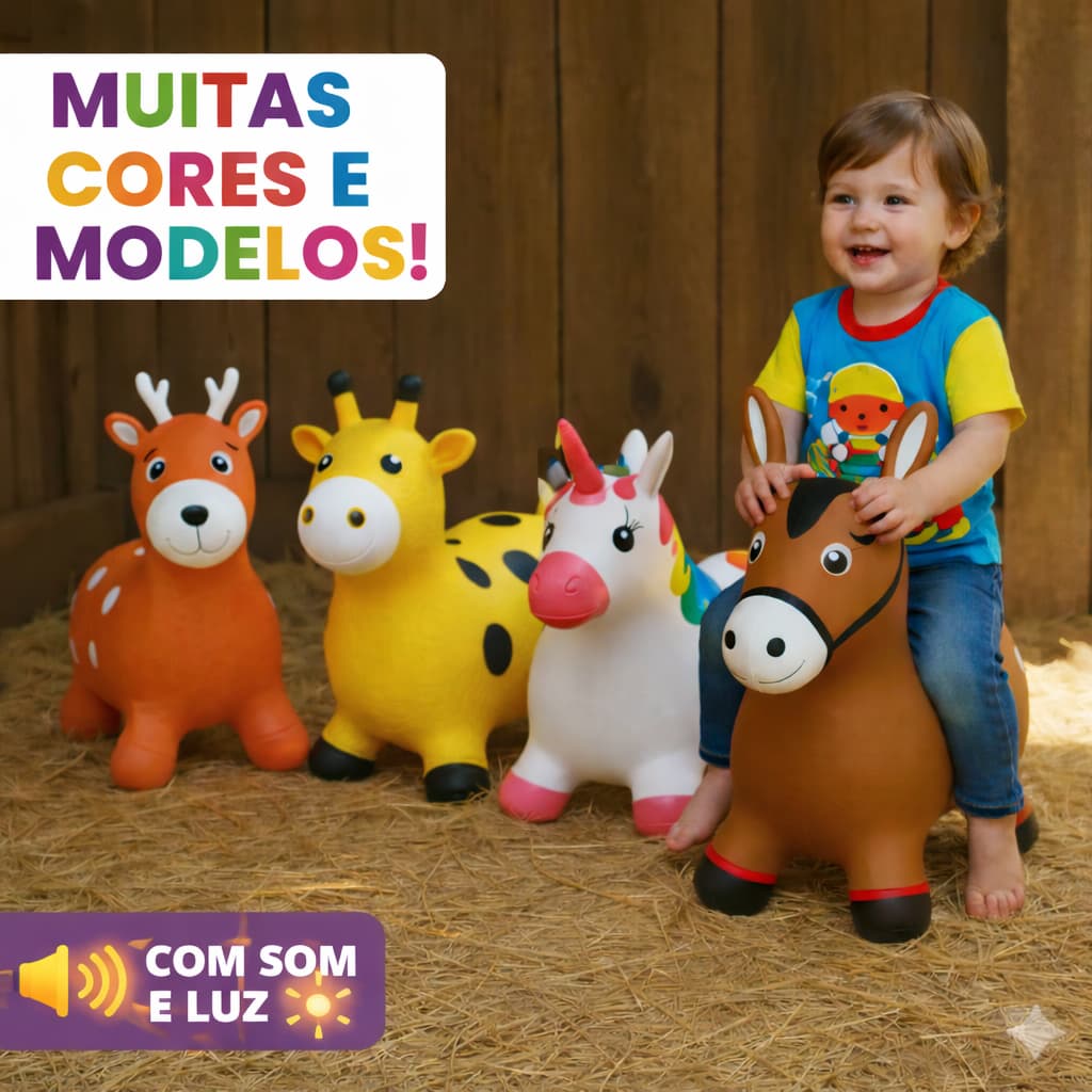 Cavalinho Upa Upa Grande Pula Pula Pocotó borracha Brinquedo com Luz e Som Menino e Menina Divertido