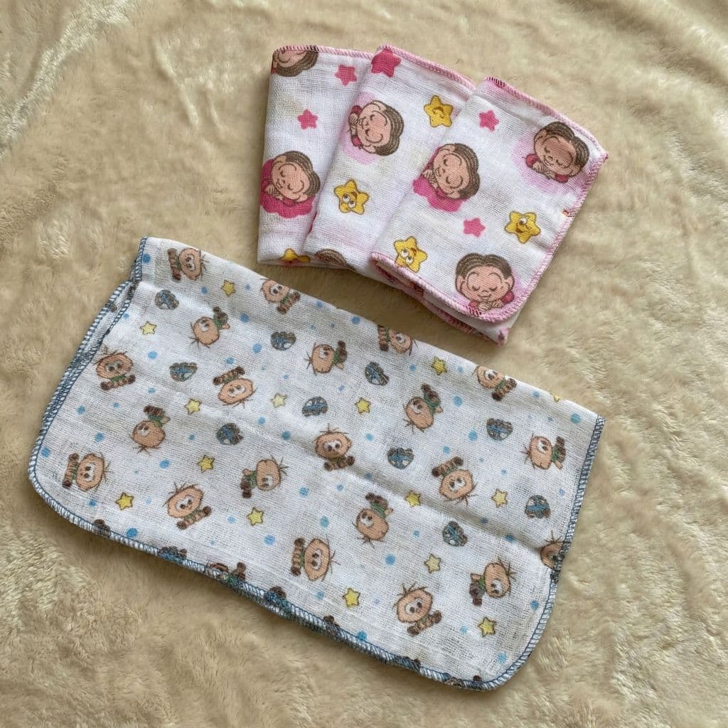 Pacote 3 Fralda de pano babete incomfral turma da monica higiene do bebê enxoval