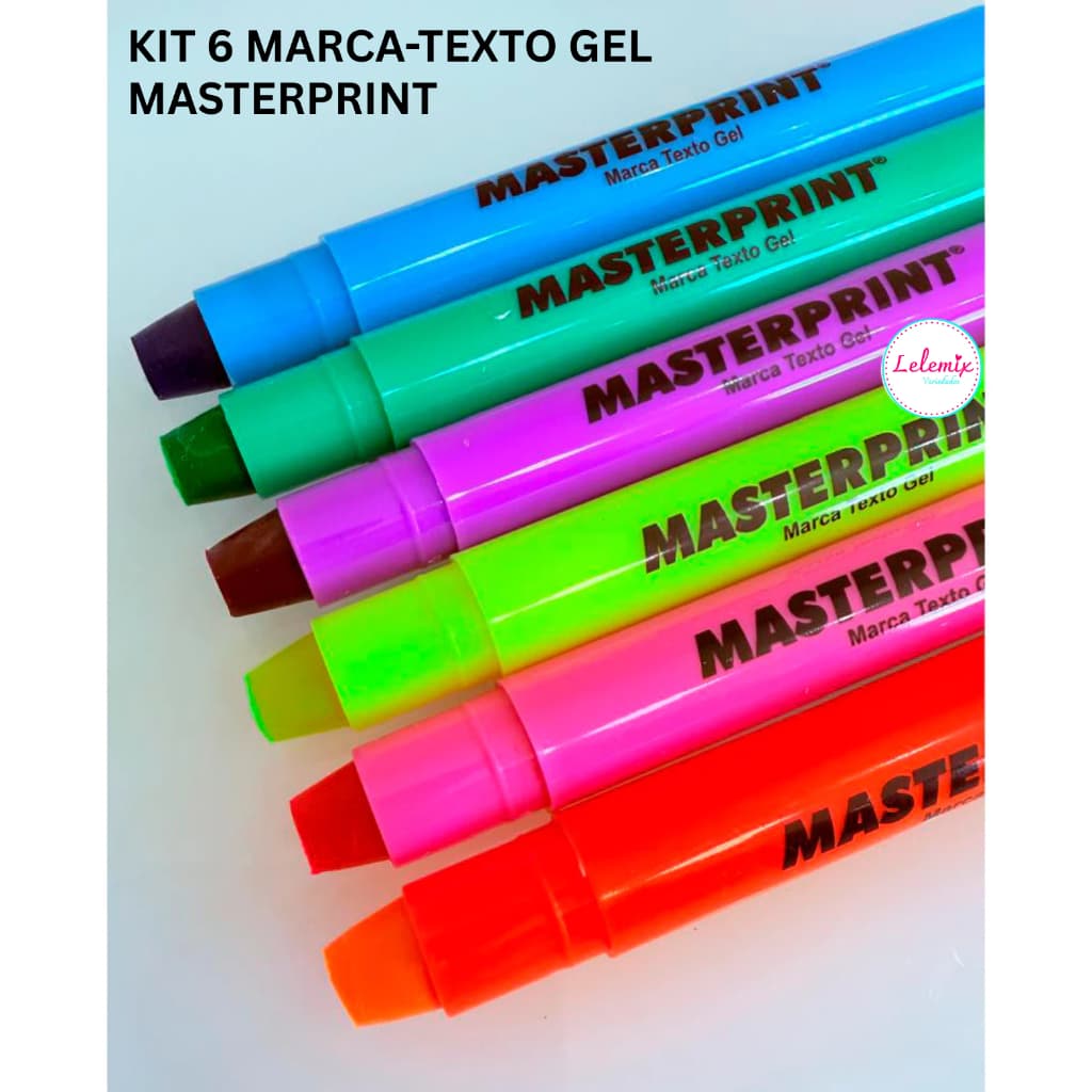 Kit 6 Canetas Marca Texto em Gel Masterprint – Não Mancha Ideal para Bíblia Vade Mecum e Estudos