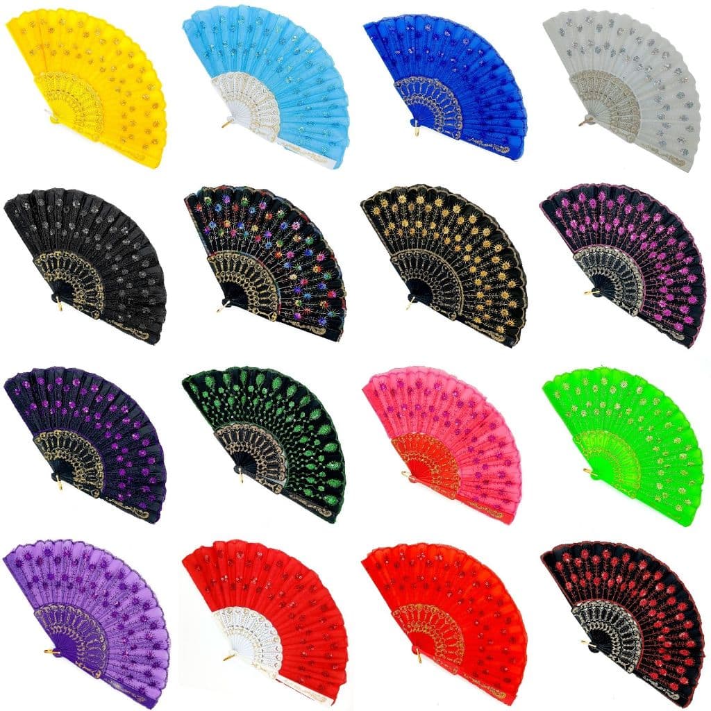 Leque Simples Tecido Cigana Com Paete E Renda