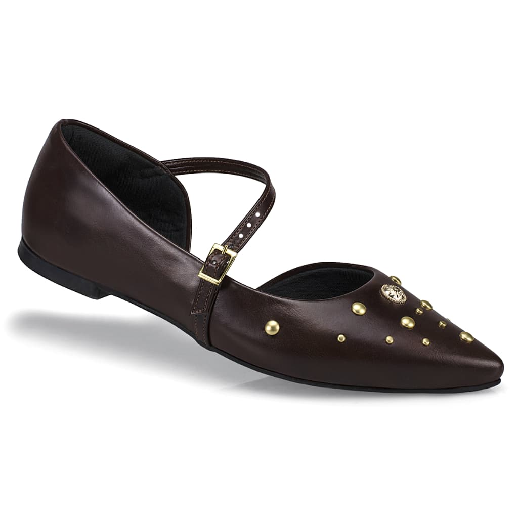Sapato Feminino Sapatilha Slingback Rasteira Bico Fino Fivelas Mule Social Casual 6773