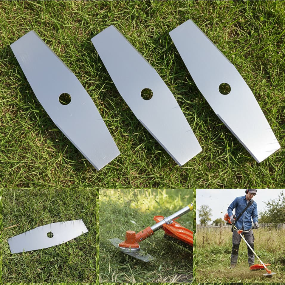 3 Lâminas Faca 2 Pontas Para Roçadeira Furo 1" 25,4mm Alta Durabilidade Universal Alta Resistência