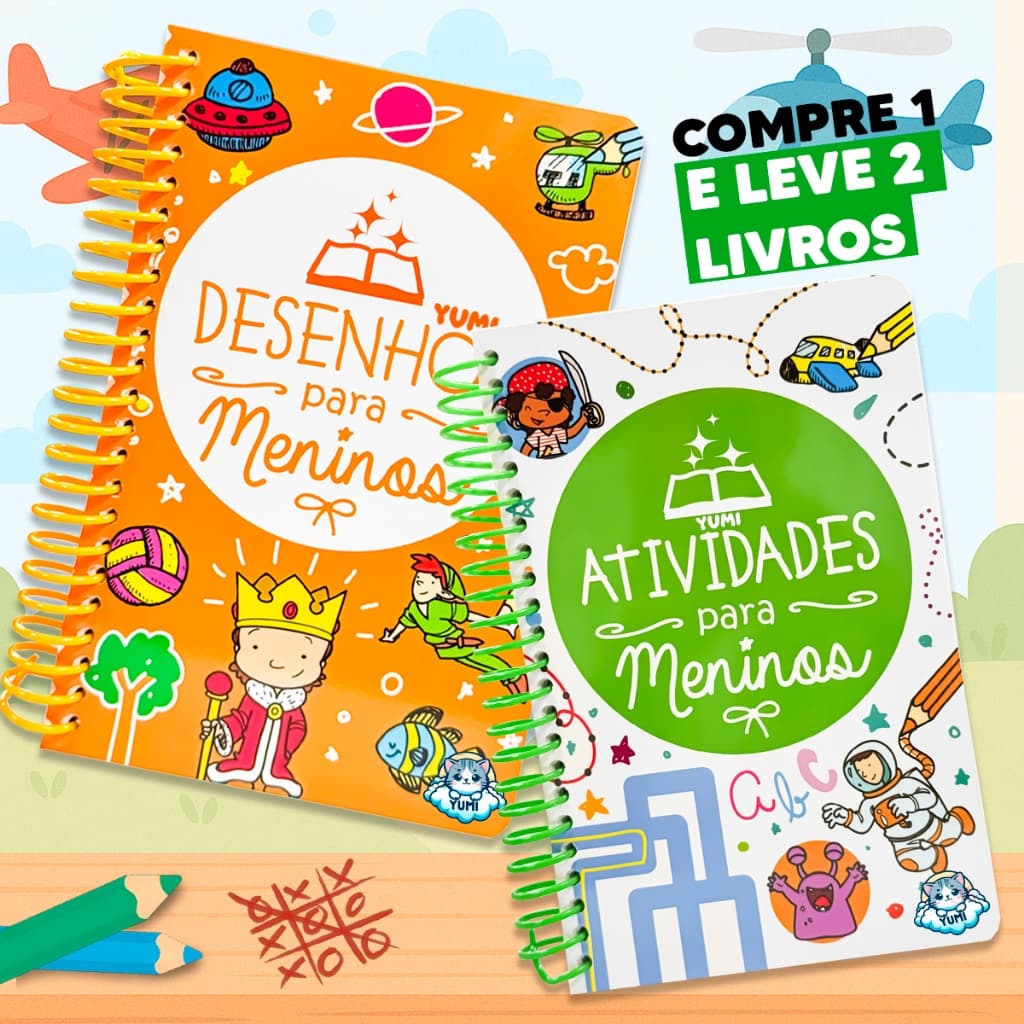 Kit 2 Livros Desenhos e Atividades Para Meninos Livro De Pintura Desenhos Para Colorir