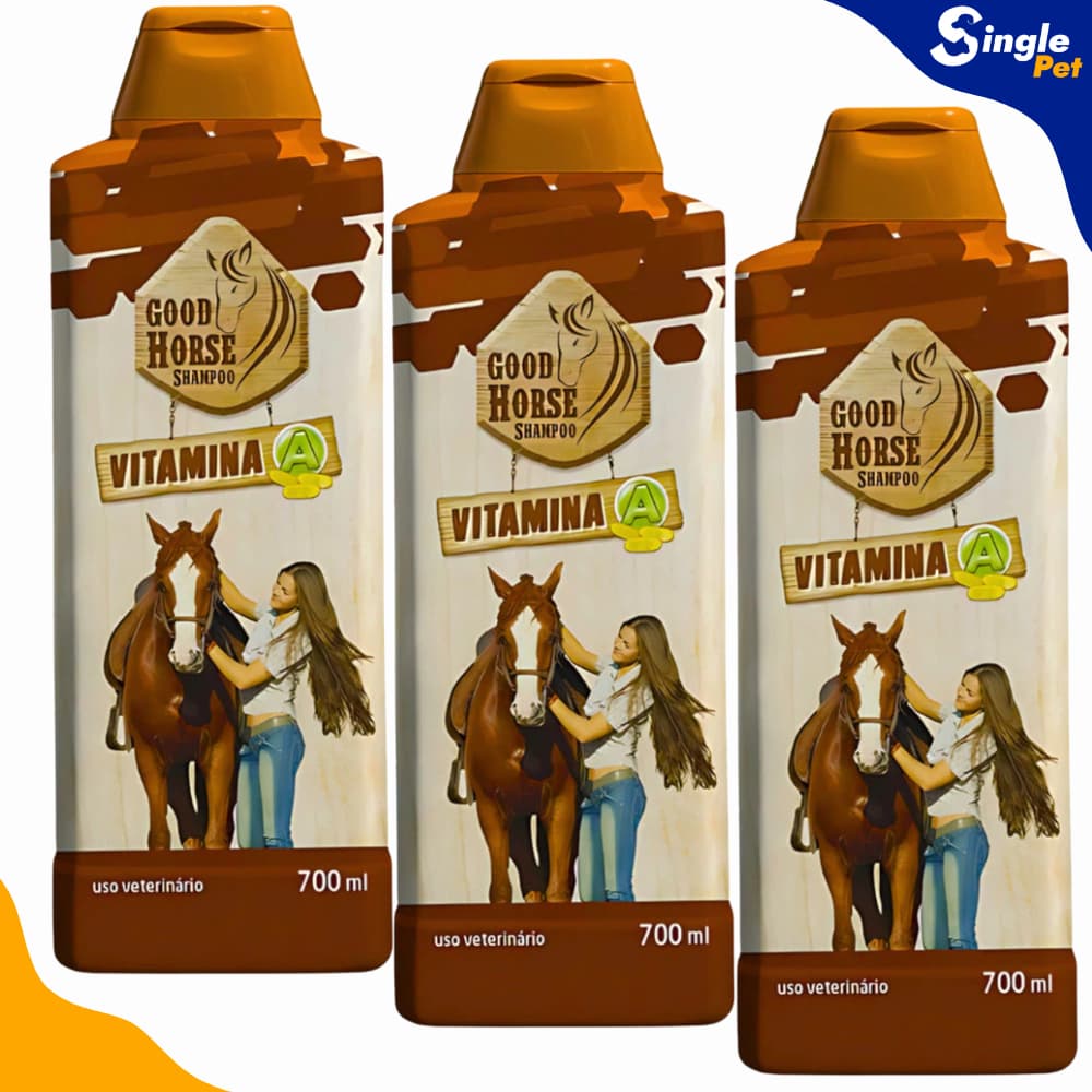 Shampoo Good Horse Vitamina A - 700ml - 1, 2 ou 3 Unidades - Crescimento e Hidratação