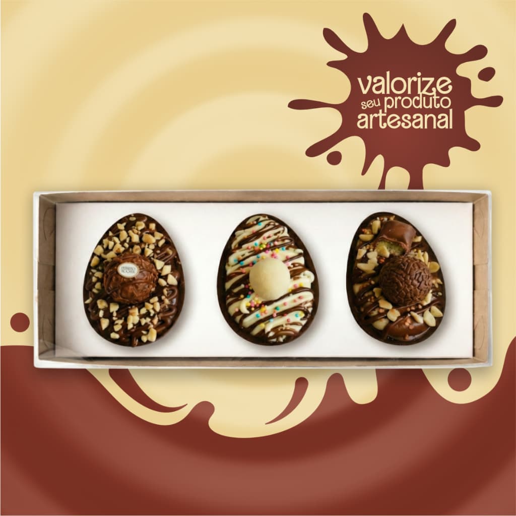 10 Caixas P/ 3 Ovos Com Visor - 50g- 17x9,5x4cm- CX0054 Branco Fundo Kraft