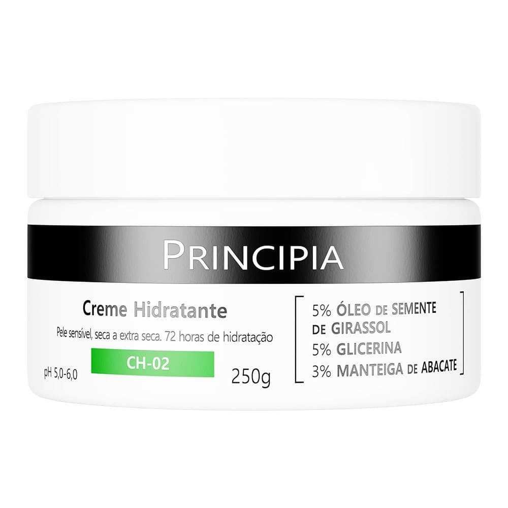 Creme Hidratante Corporal c/ 5% Óleo de Semente de Girassol + 3% Manteiga de Abacate Principia CH-02 com 250g