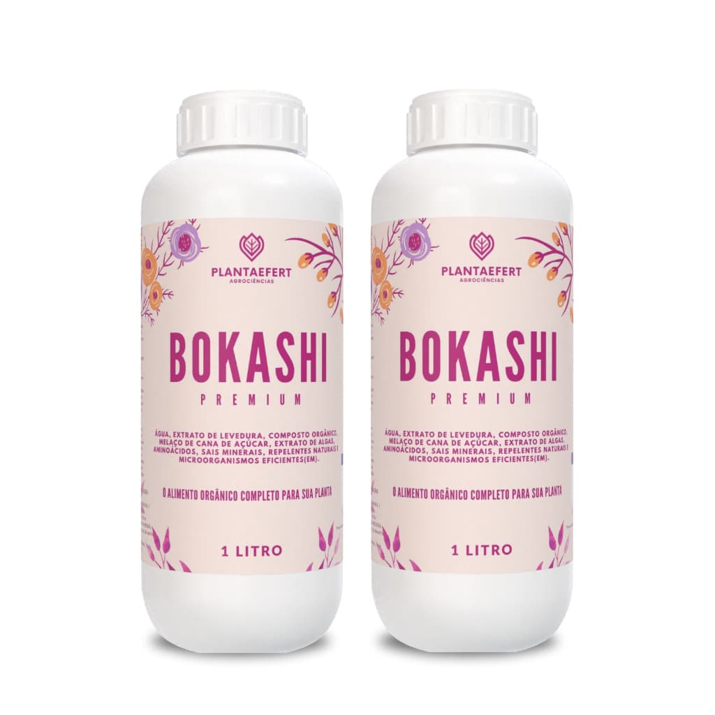 Kit 2x Bokashi Líquido 1 Litro com Absorção Eficiente para Raízes Fortes, Diluído Rende até 400 Litros