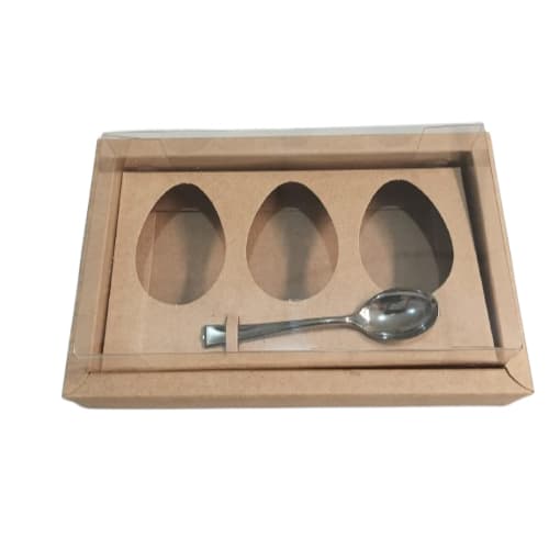 Caixa para 3 Ovos De Colher  50g - 10 Unidade