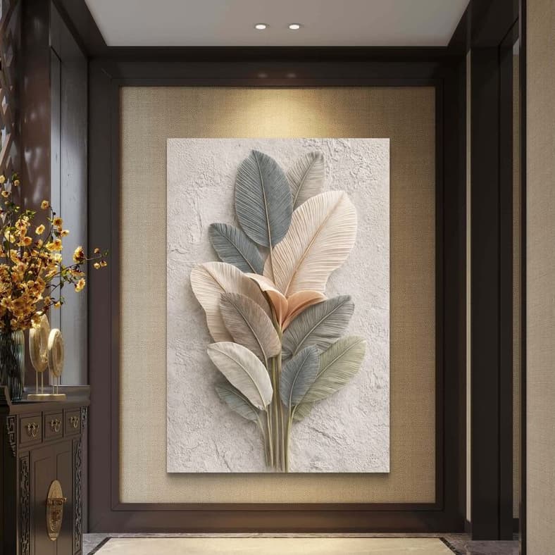 Quadro Decorativo Folhagem Clean Gigante 110x80cm Sala Quarto Copa consultorio escritorio