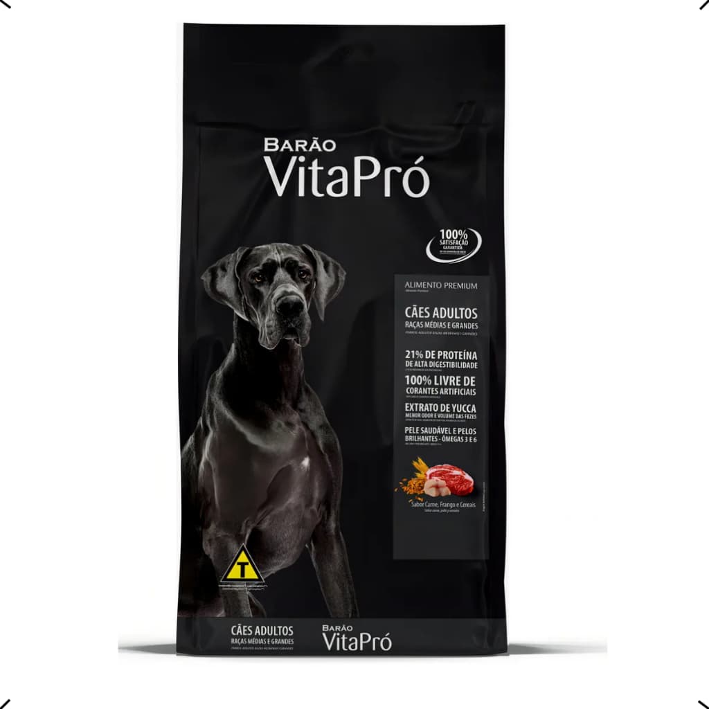 RAÇÃO PREMIUM BARAO VITAPRO ADULTO RAÇA MEDIA E GRANDE 15KG