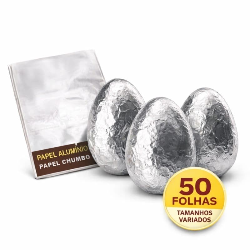 50 papel chumbo cortado aluminio prata várias tamanho para chocolates ,ovos de pascoa
