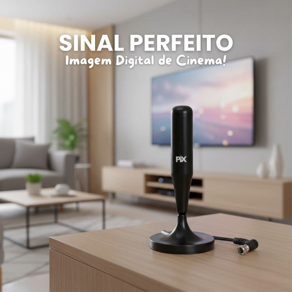 Antena Digital Hdtv 4k Interna Externa Cabo 1.8m Imã Plug 90 Graus Painel Tv Digital Aberta