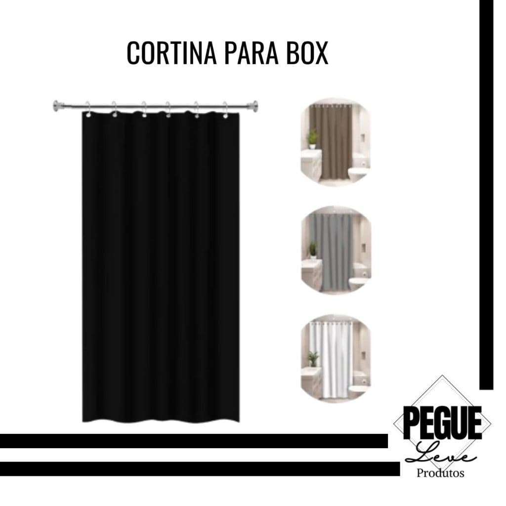 Cortina Para Box de Banheiro Vinil Luxo Lisa Moderna Impermeável Com Ganchos Anti-Mofo