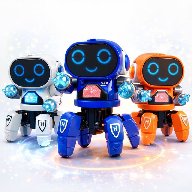 Robô Dançante Aranha 6 Pernas, Luzes Led Brinquedo Musical Infantil