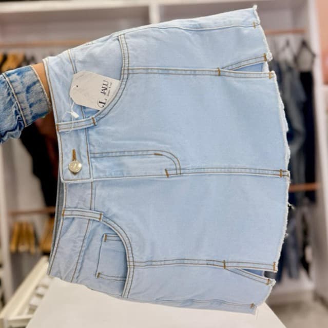 Short Saia Jeans Cintura Alta Sem Lycra 100% Algodão 34 ao 46