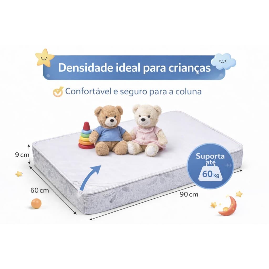 COLCHÃO MINI BERÇO E MOISÉS  90X60X9