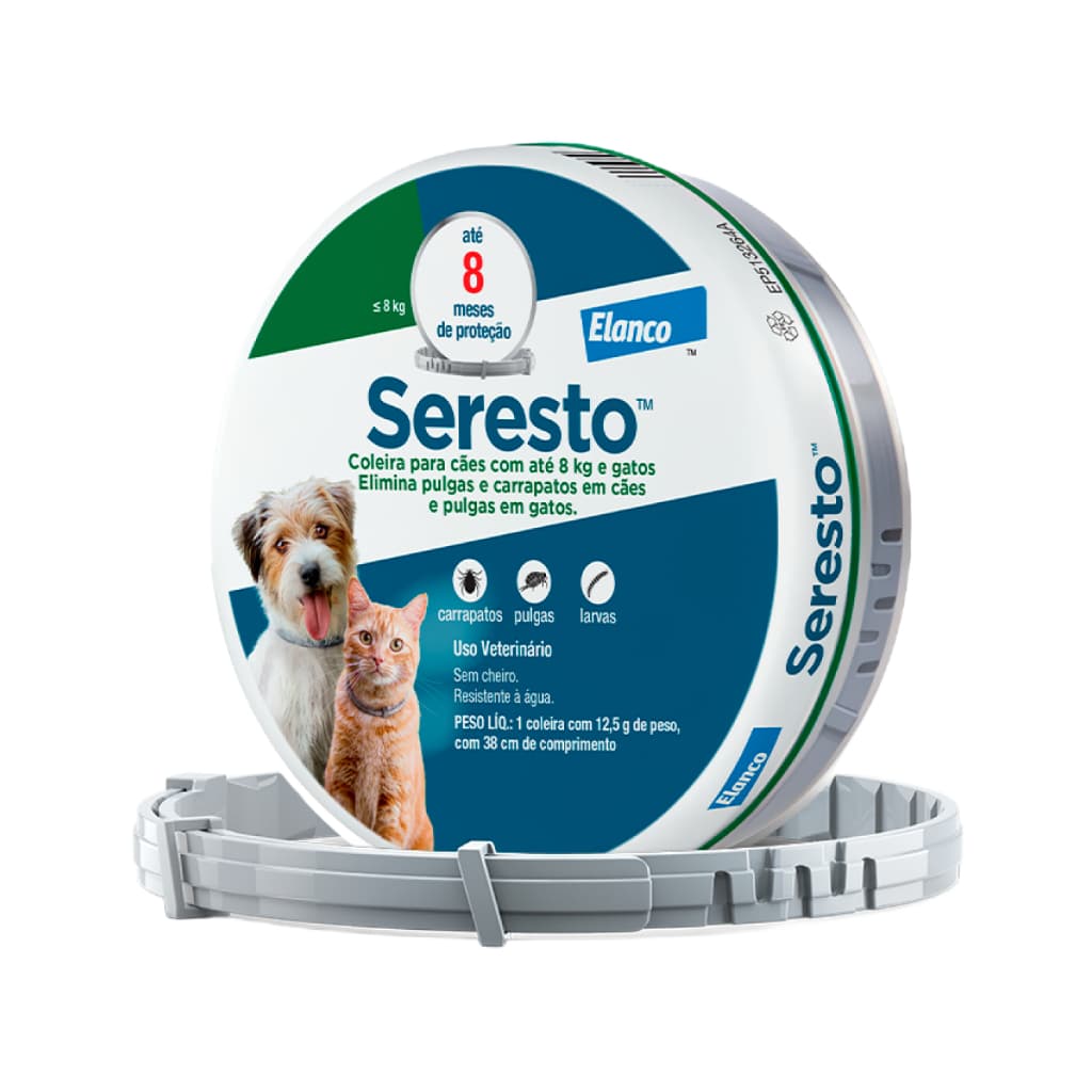 Coleira Seresto Antipulgas Para Cães E Gatos Até 8kg