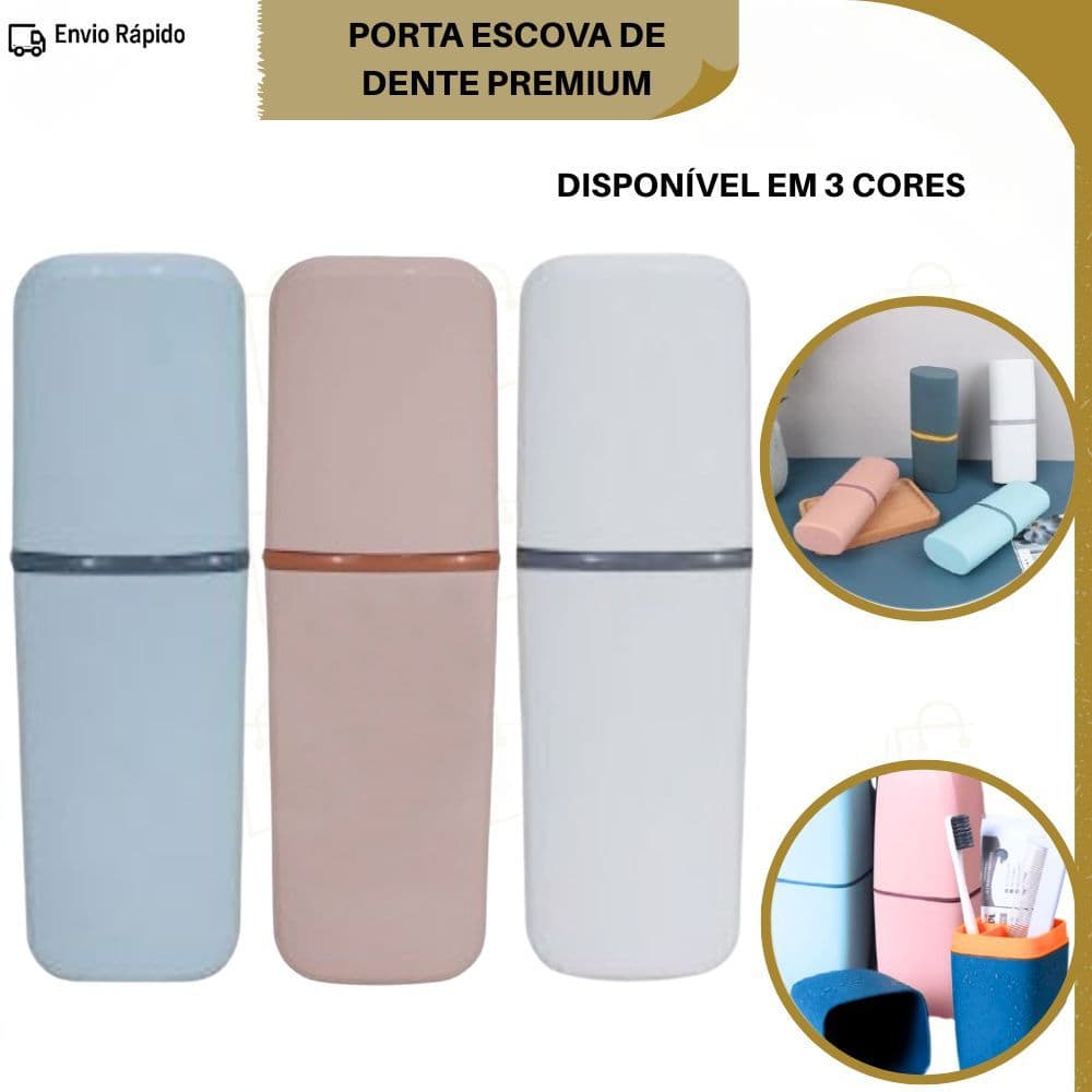 Porta Escova de Dente Portátil com Tampa Higiênico e Compacto Essencial Para o Dia a Dia