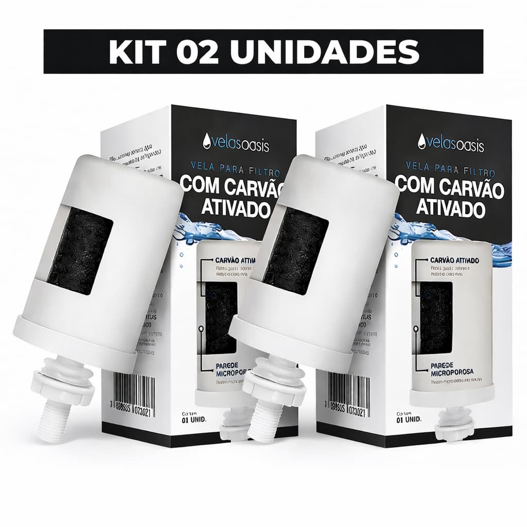 02 Velas Filtro de Barro Carvão Ativado Premium Dupla Ação - COMPATÍVEL COM TODOS FILTRO BARRO