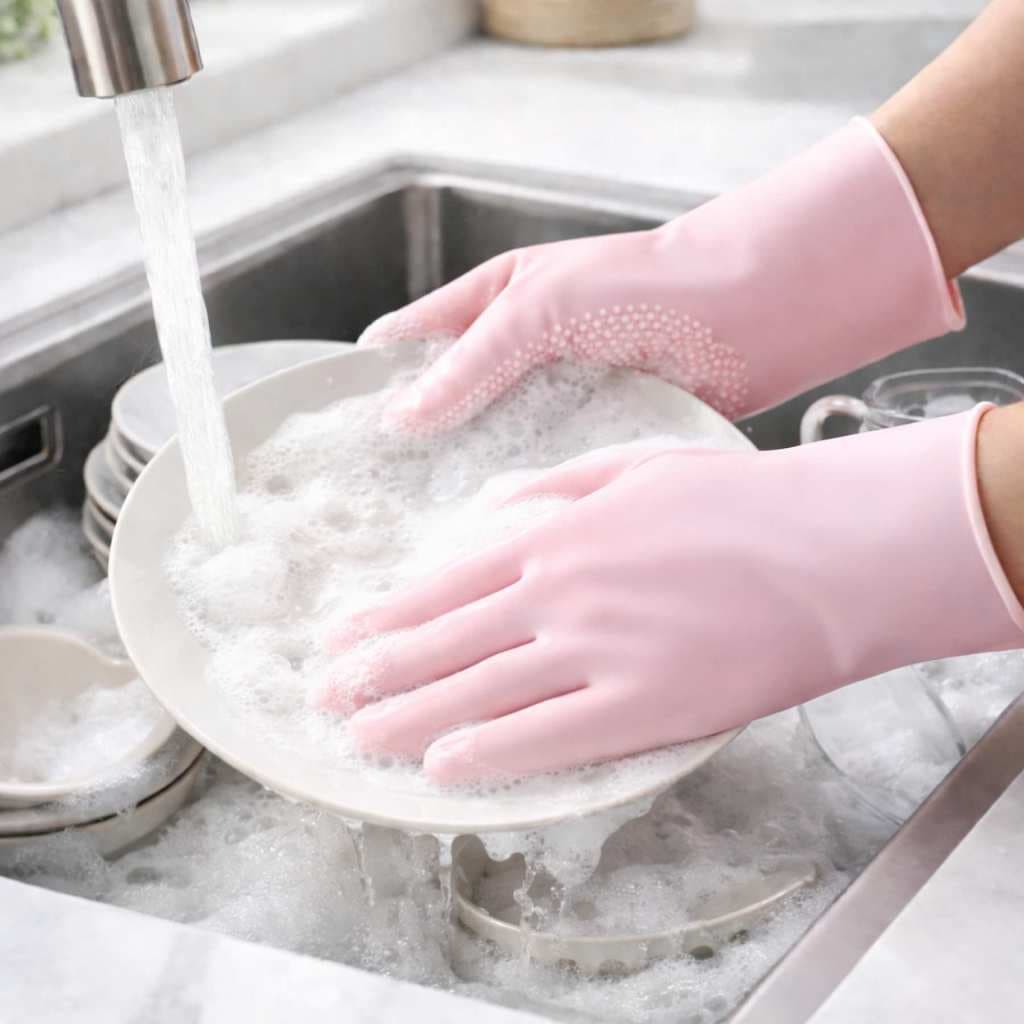 Par de Luvas de Limpeza Multiuso Lavar Louça Carro Pet Luva Mágica Limpeza de Silicone