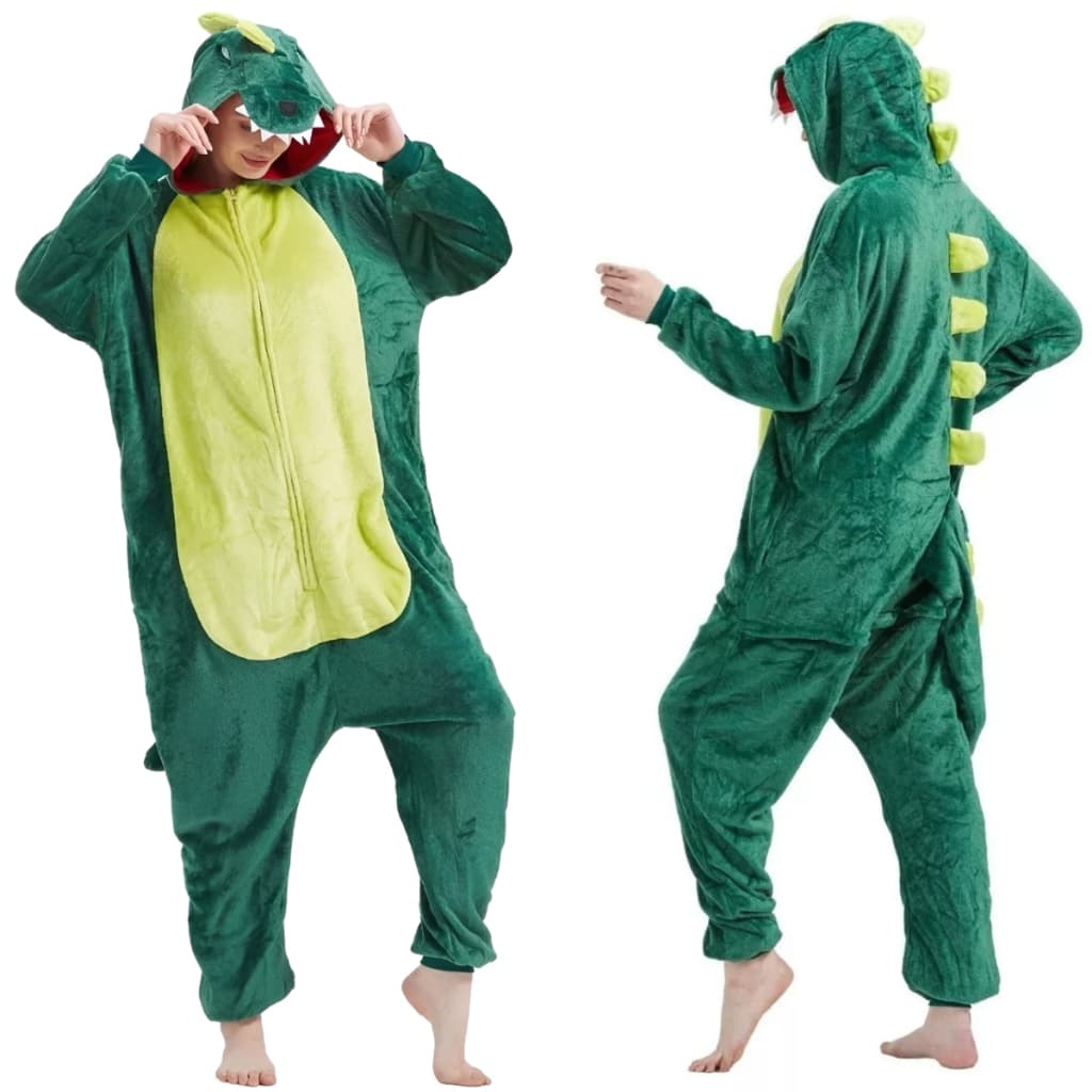 Pijama Macacão Adulto Dinossauro Kigurumi Cosplay Peluciado Quentinho