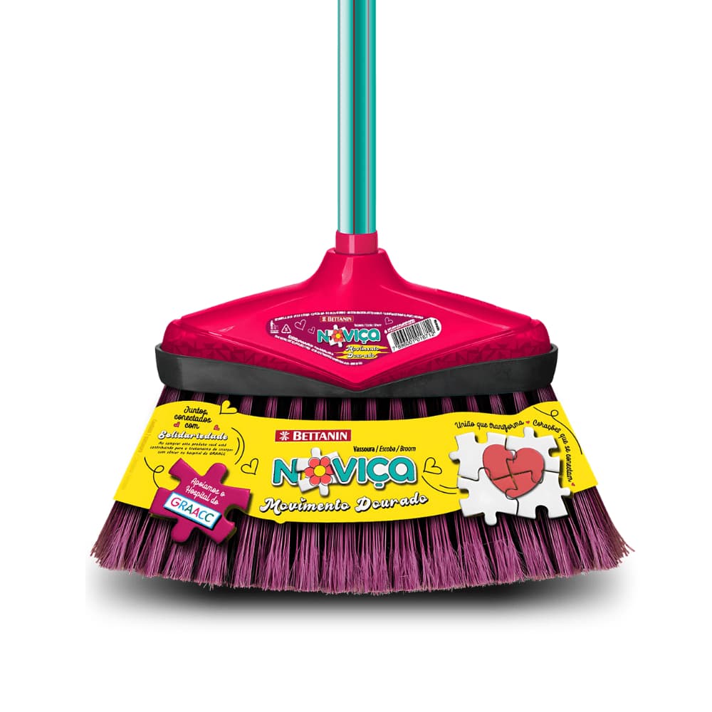 Vassoura Noviça Original Cerdas Firmes e Macias c/cabo