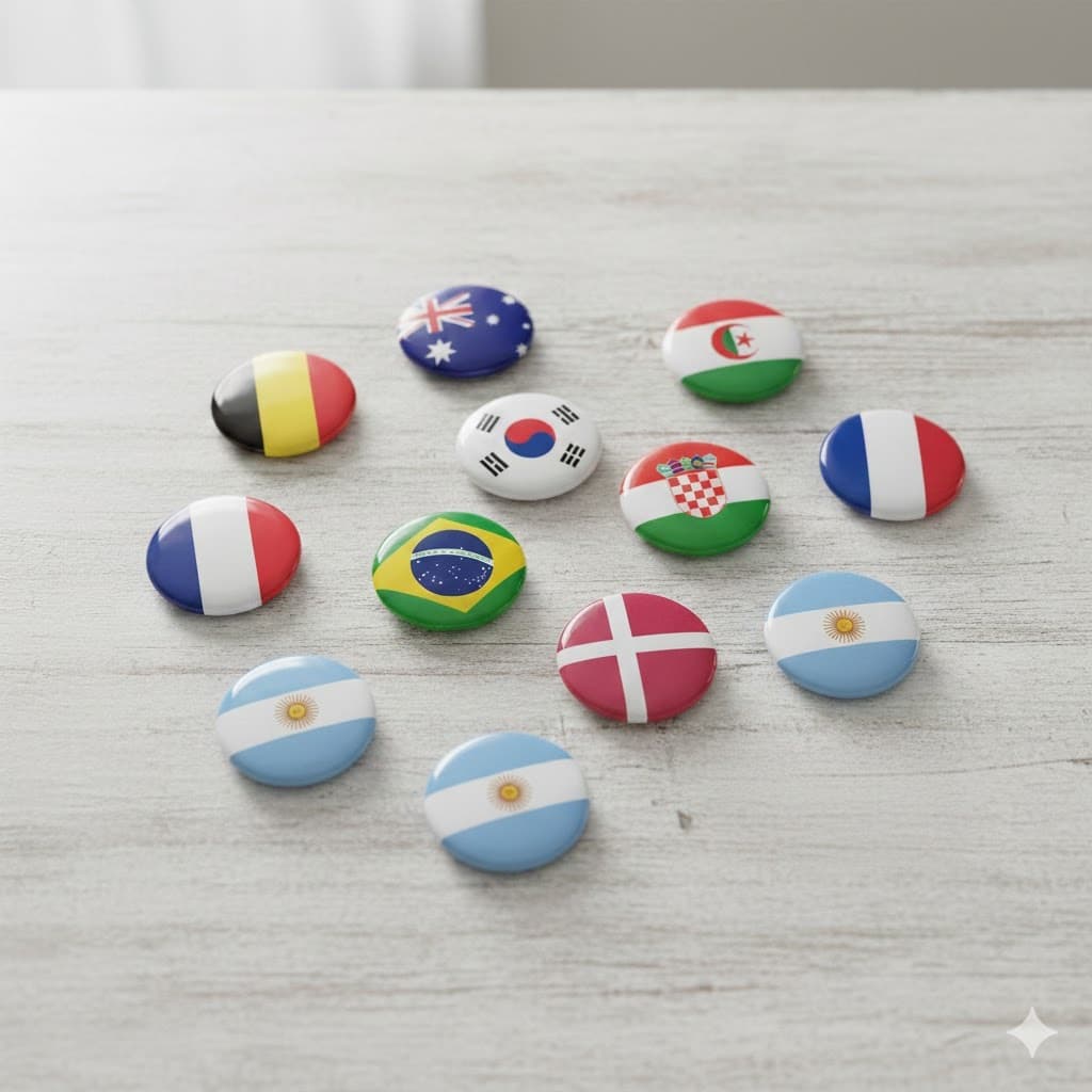 🌎 Bottons Colecionáveis ​​Bandeiras de países (copa do mundo)- 3,5cm Premium