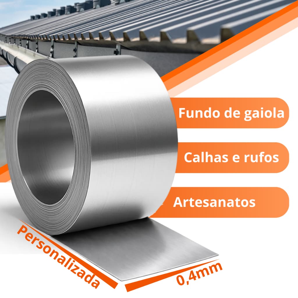 Chapa folha de Alumínio 30 cm com 12 metros para Calha/rufo