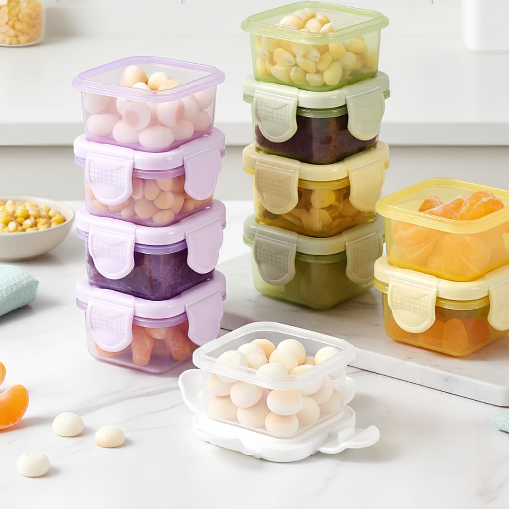 Kit Potes Mini Congelar Papinha Tampa Hermética Bebê Freezer Microondas Potinho Ventosa Silicone