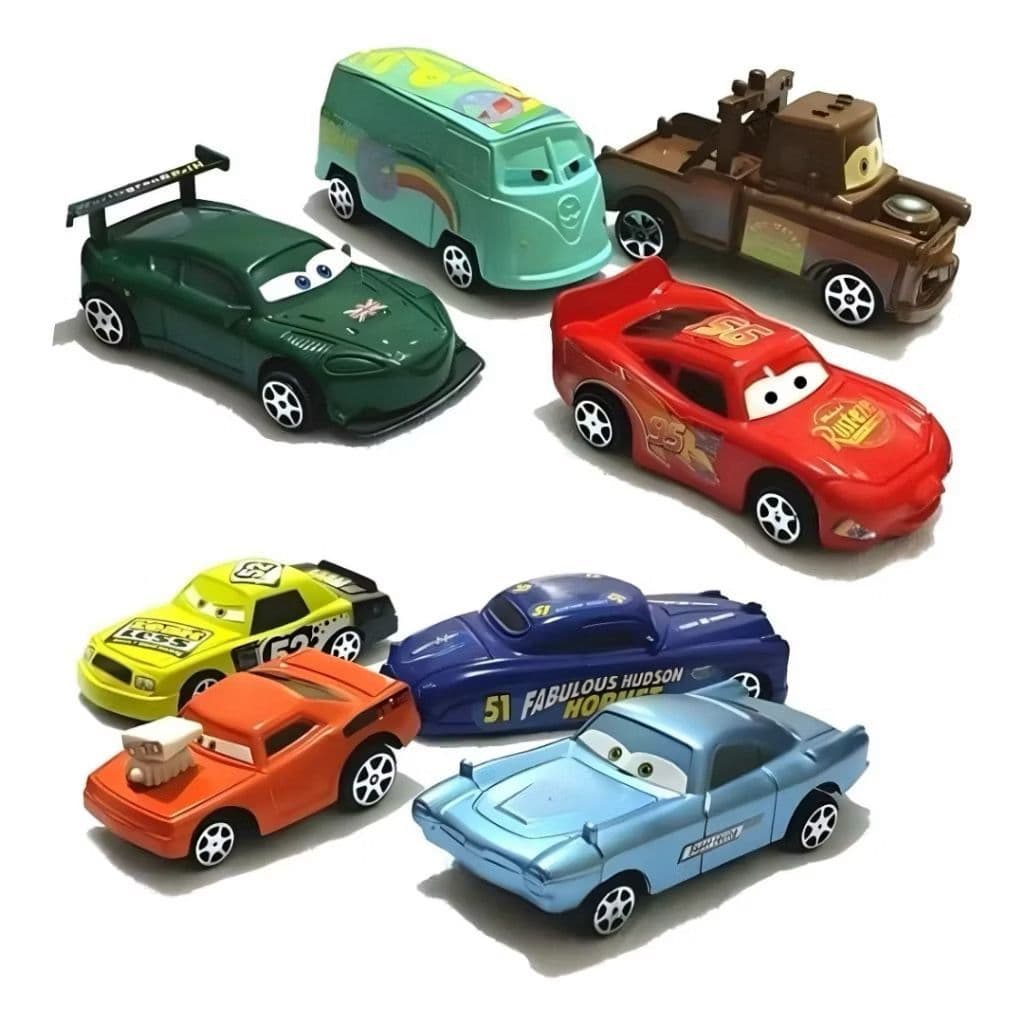 Carros Relâmpago Coleção Kit com 8 Carrinhos de Fricção Filme Carros Brinquedo Infantil