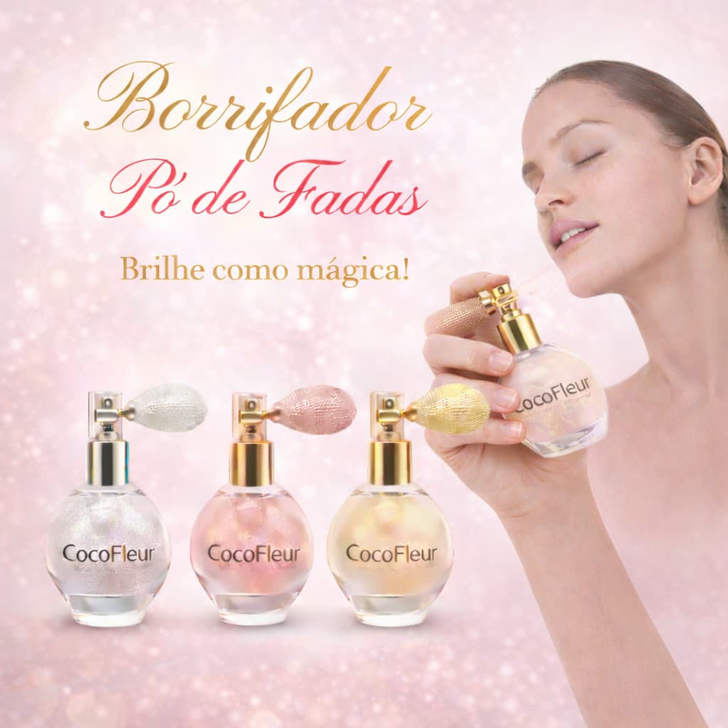 Borrifador Pó de Fadas CocoFleur Iluminador Corporal Rosto Brilho Glitter 8mL