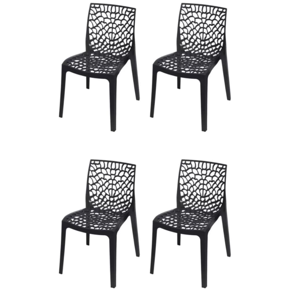 Kit 4 Cadeiras Gruvyer Preta Jantar Restaurante Bar Igreja Area Gourmet Super Reforçada Premium