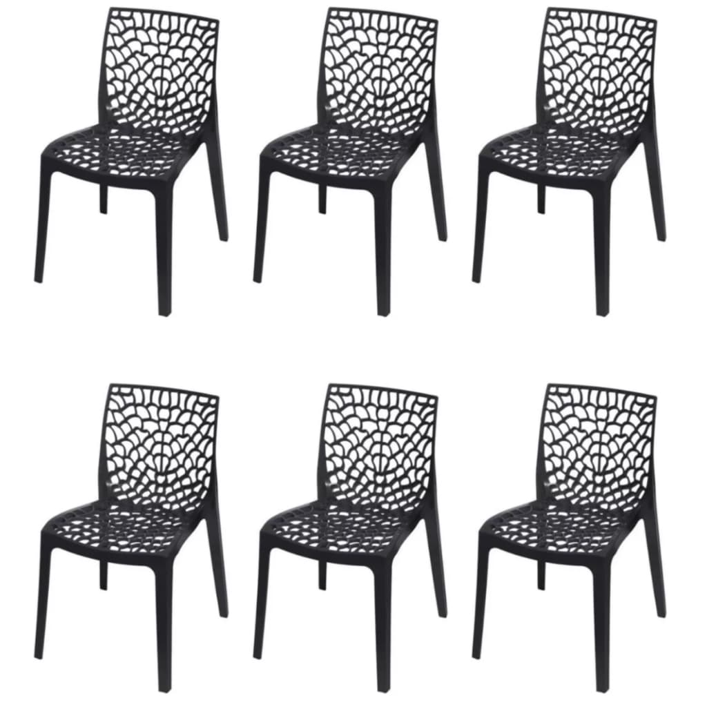 Kit 6 Cadeiras Gruvyer Preta Jantar Restaurante Bar Igreja Area Gourmet Super Reforçada Premium