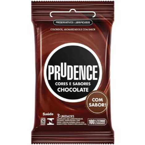 Preservativo Prudence Chocolate 3 Unidades com Lubrificante à Base de Silicone