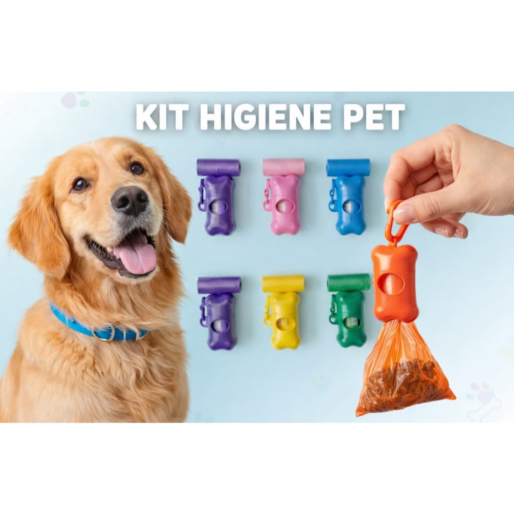 Kit Cata Caca: Porta Saquinho Ossinho + 2 Refis (30 Unidades) ​ PET Cães e Gatos